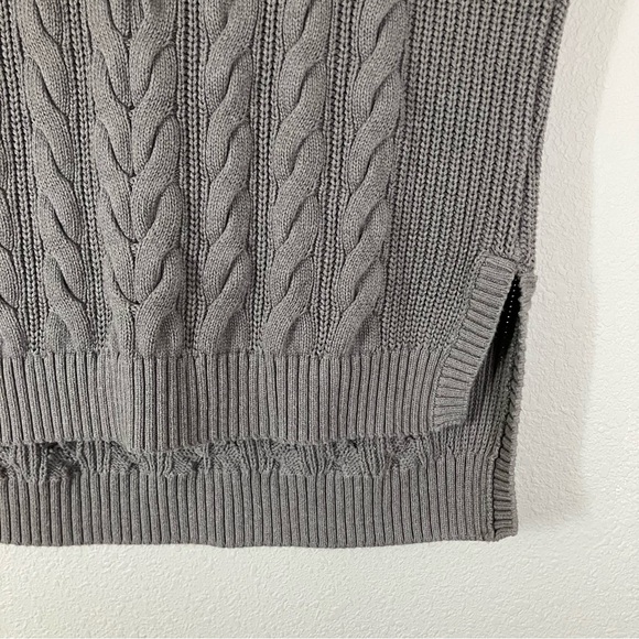 PACT Cable Knit Poncho Pullover Organic Cotton Turtleneck Sweater Fisherman Gray - Picture 4 of 10